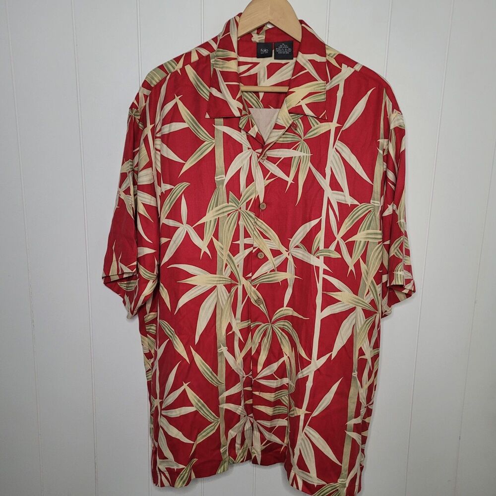Folio New York Mens Silk Shirt Casual Button Up XL Dad Vacation Summer